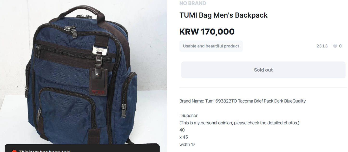 Tumi Mens Fremont Tacoma Baltic Blue Nylon Brief Pack Backpack