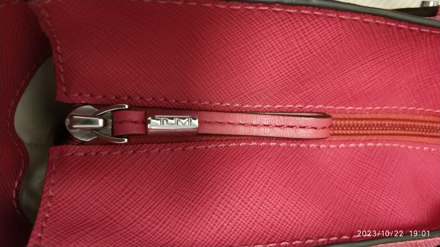 Tumi Voyageur Villa Q-Tote Leather Shoulder Bag Red