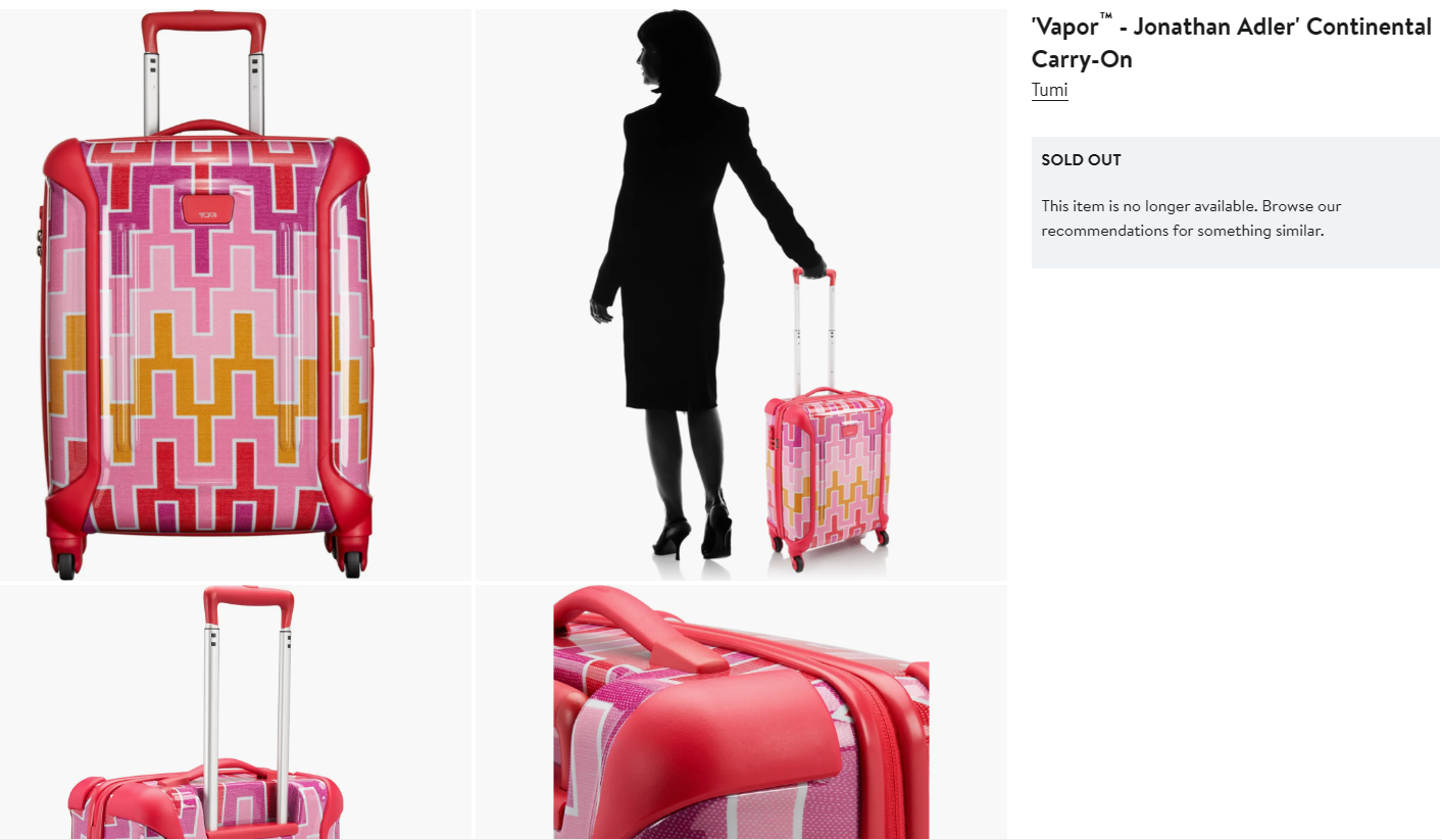 Tumi Vapor Continental Carry-On Jonathan Adler Pink Chevron - Tumi Hardside Luggage