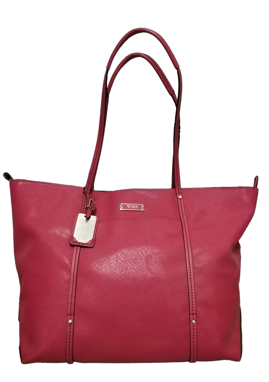 Tumi Voyageur Villa Q-Tote Leather Shoulder Bag Red