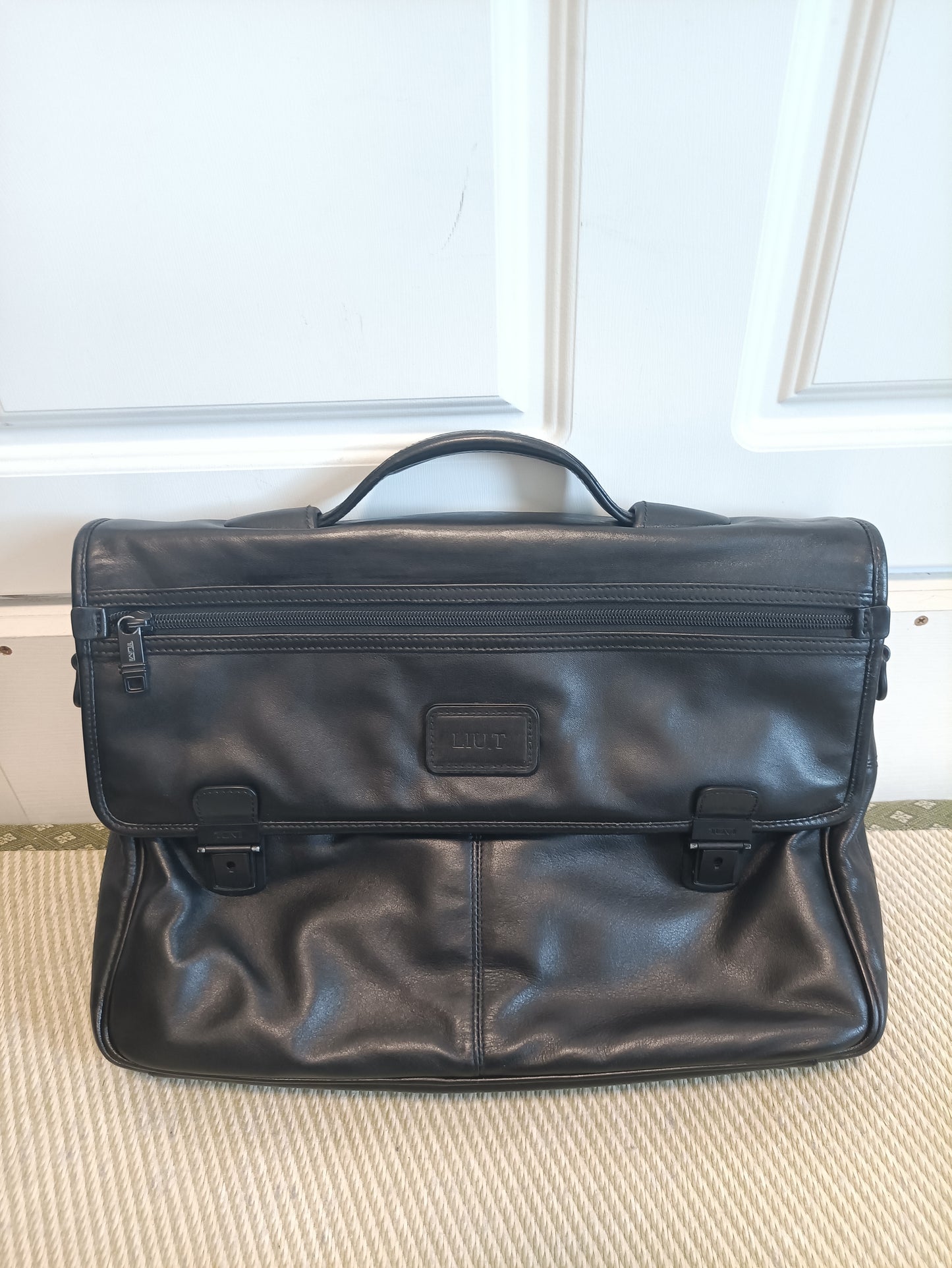 Men's Tumi 'Alpha' Slim Flap Leather Briefcase - Black 96167DH