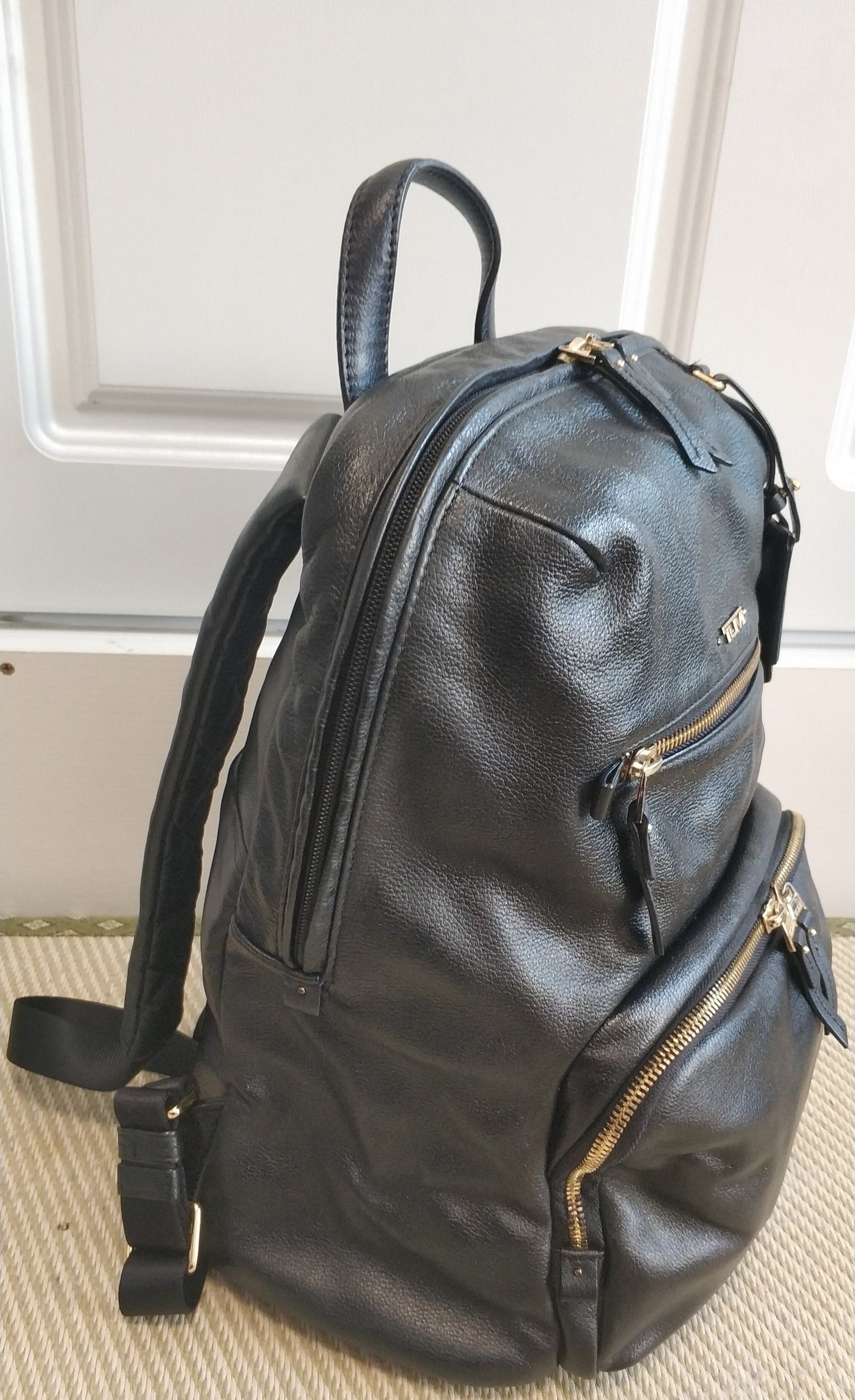 TUMI Voyageur Halle Leather Backpack Black