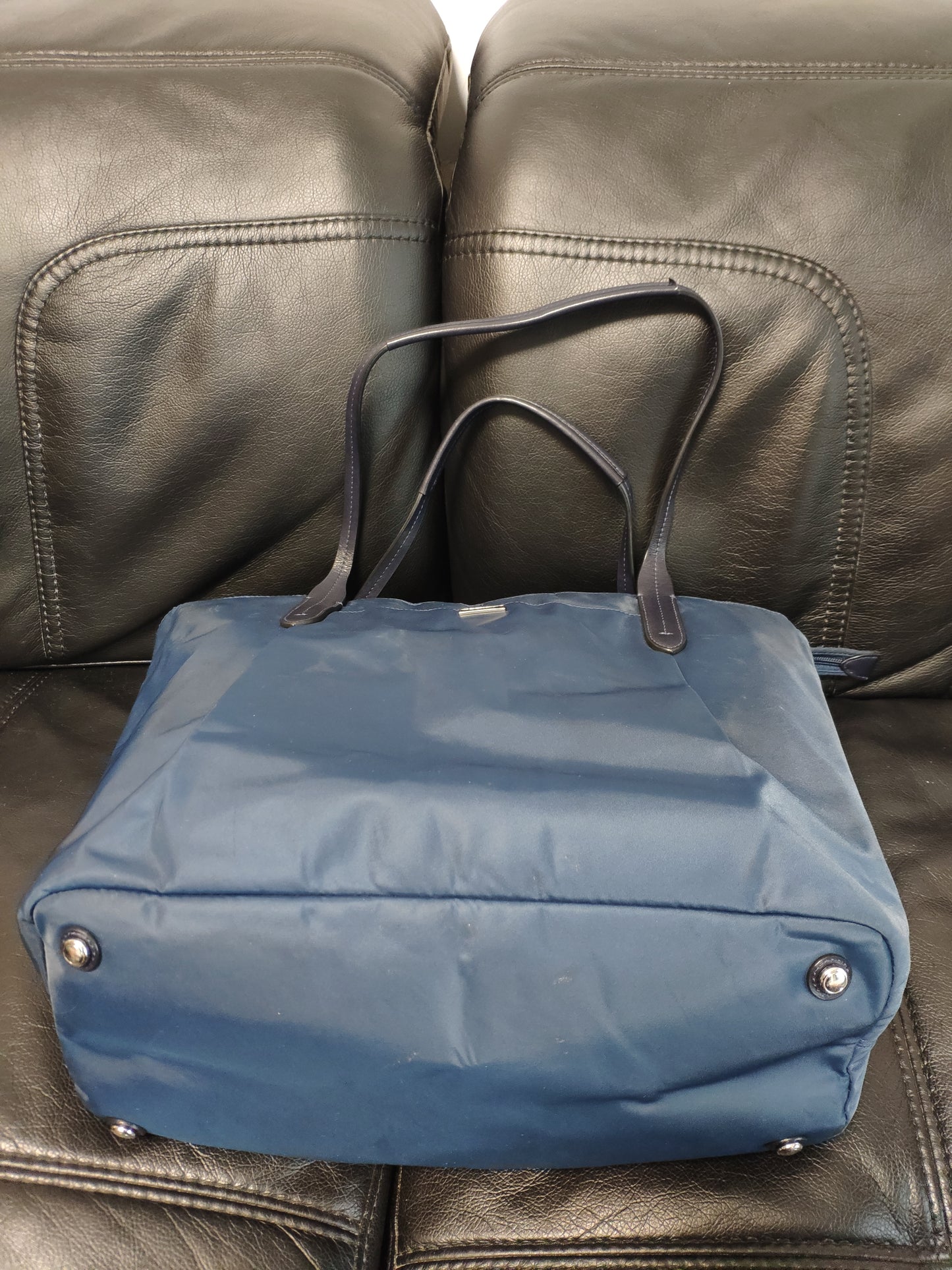 TUMI Voyageur Tote Shoulder Bag Travel Purse Leather Trim Nylon RARE Lite Blue