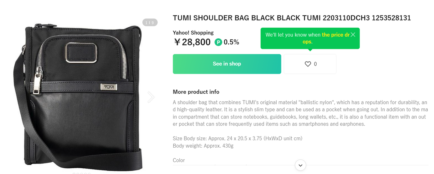 Tumi Alpha 3 Pocket Bag Small Shoulder Bag Black 2203110DCH3