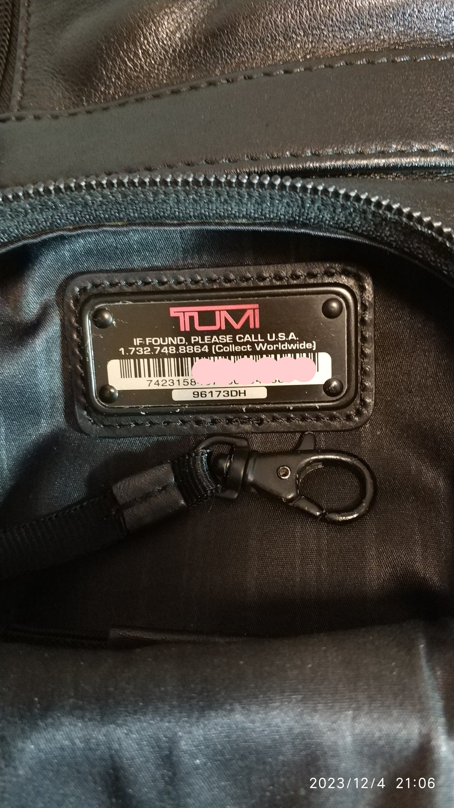 Tumi Alpha Napa Genuine Leather Backpack Compact Black 96173DH