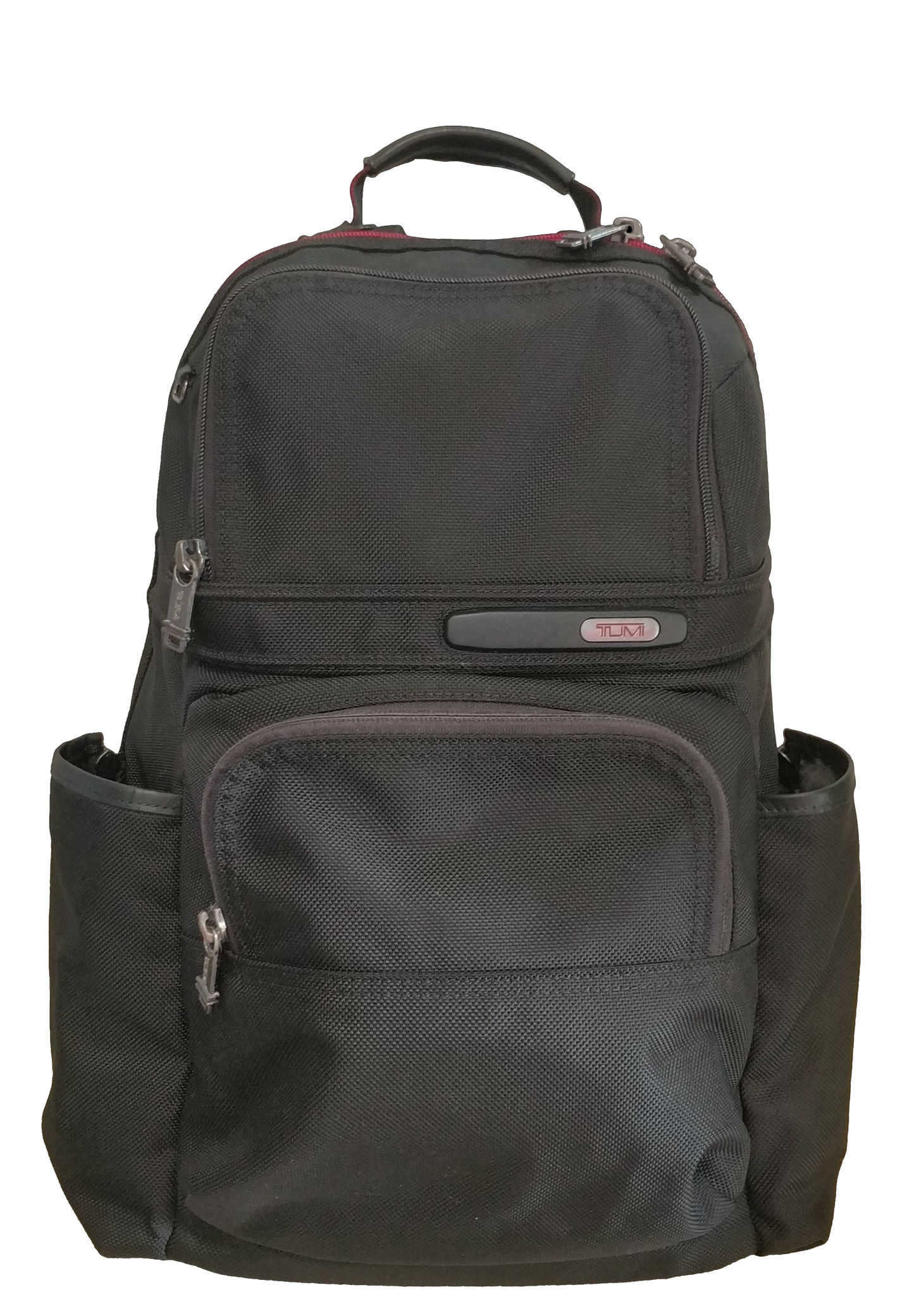 Tumi Alpha Black Leather Trim Computer Laptop Ballistic Nylon Backpack