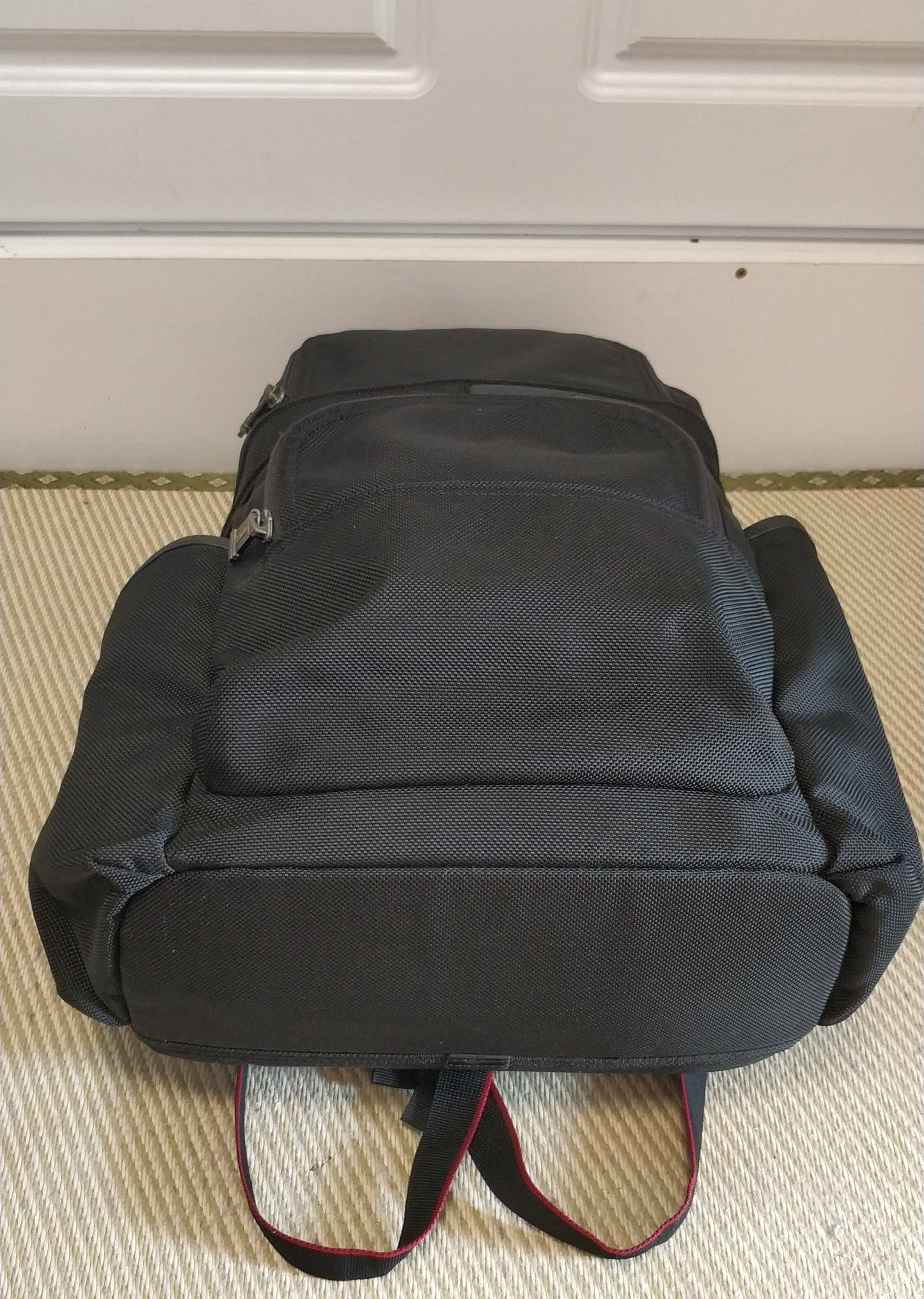 Tumi Alpha Black Leather Trim Computer Laptop Ballistic Nylon Backpack