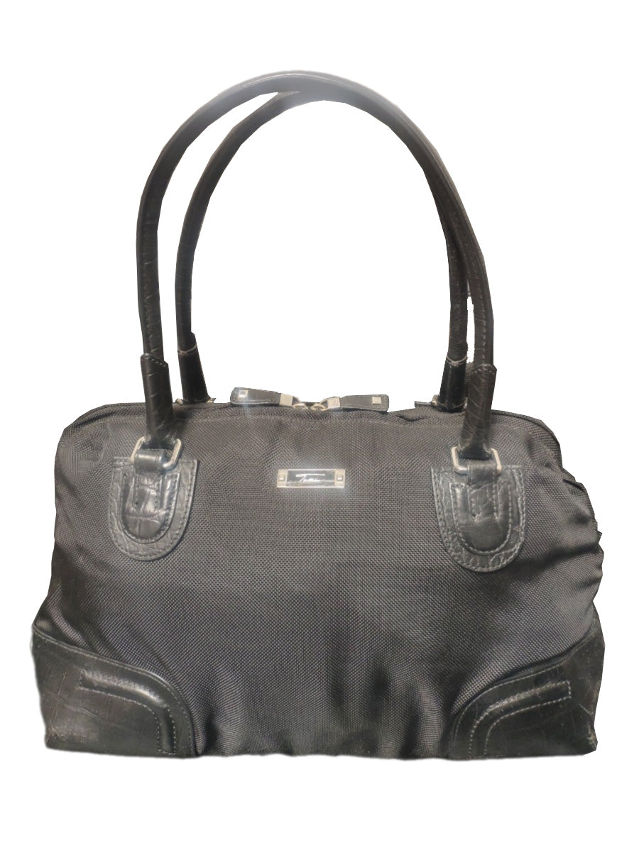 Tumi Black Shoulder Travel Bag Nylon & Leather Bag 73233D