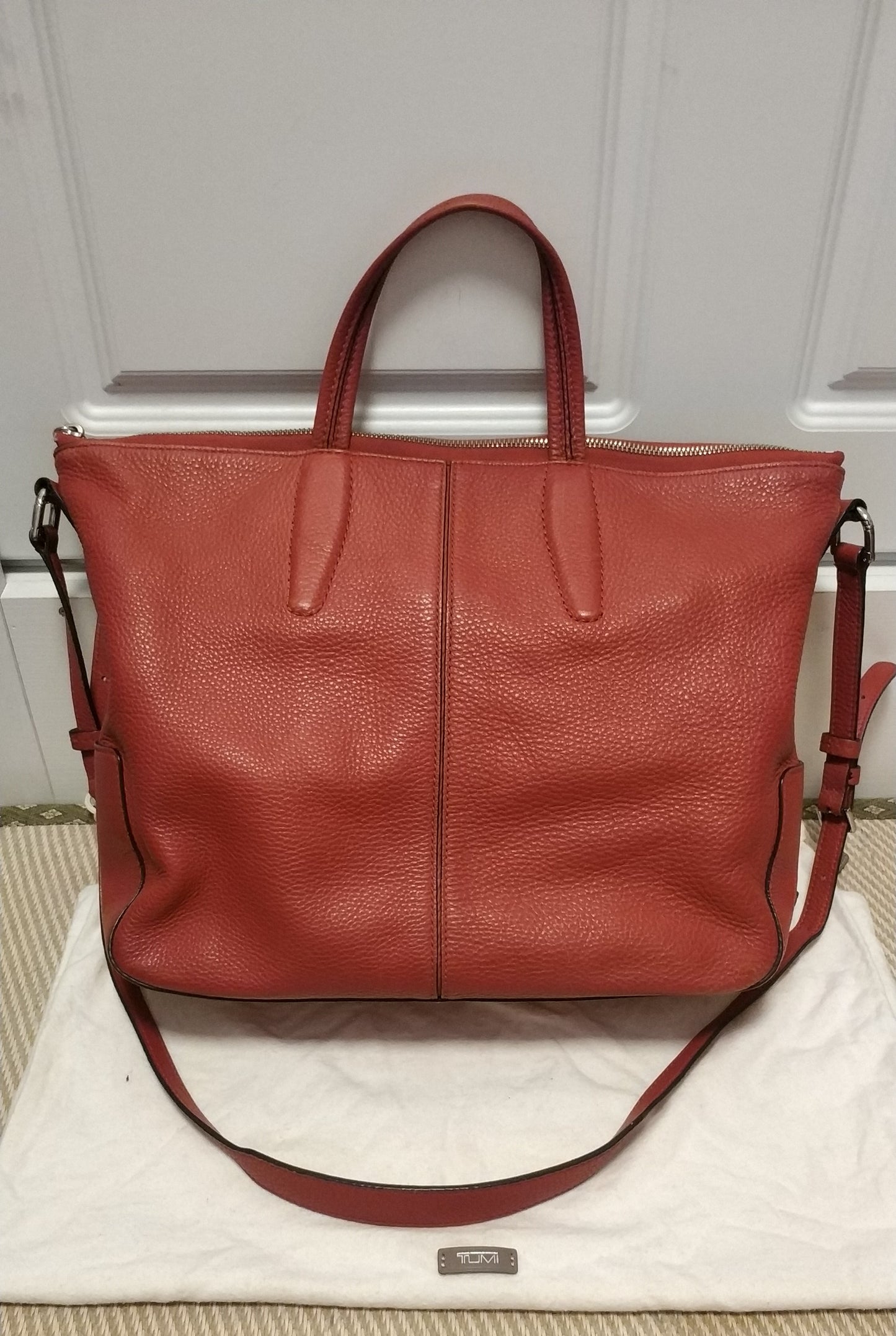 Tumi Tote Carli Convertible Satchel 2 Way Hand & Leather Shoulder Bag Red