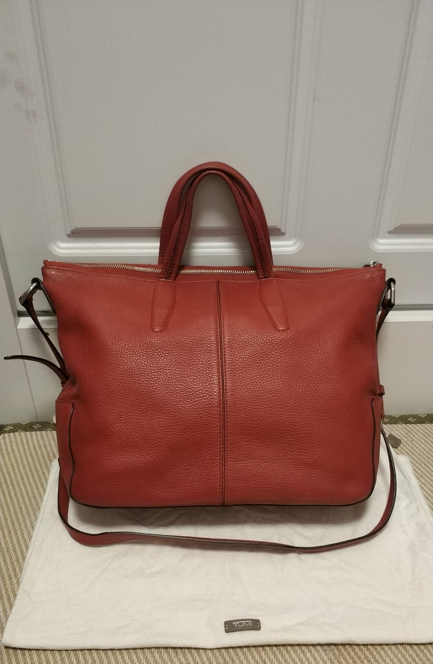 Tumi Tote Carli Convertible Satchel 2 Way Hand & Leather Shoulder Bag Red