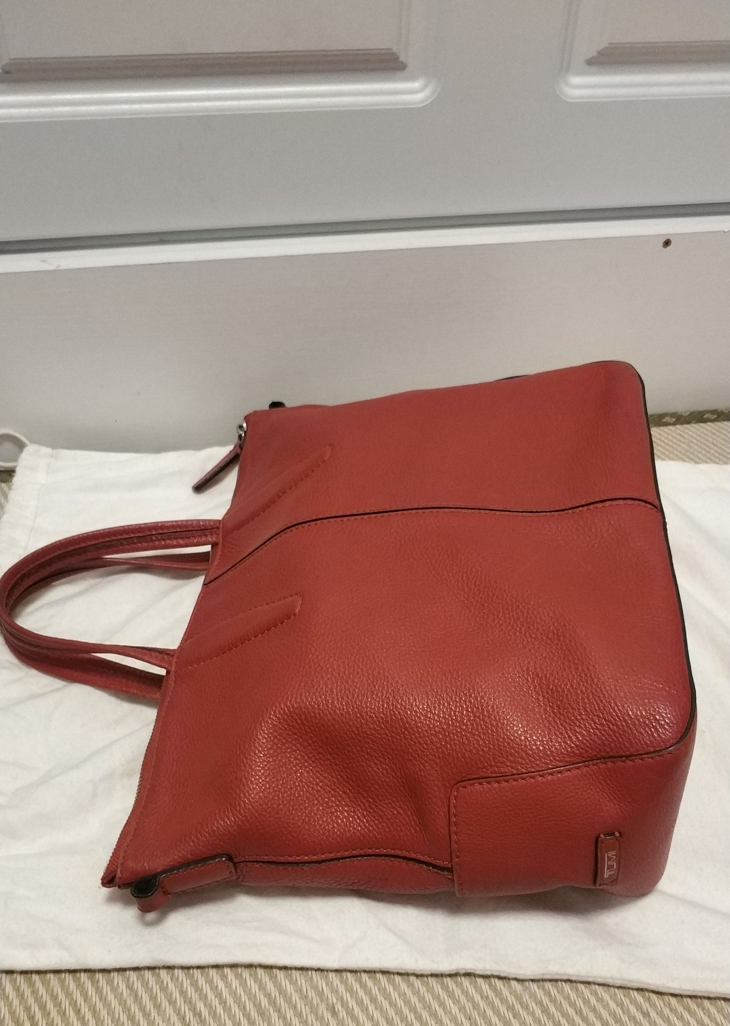 Tumi Tote Carli Convertible Satchel 2 Way Hand & Leather Shoulder Bag Red