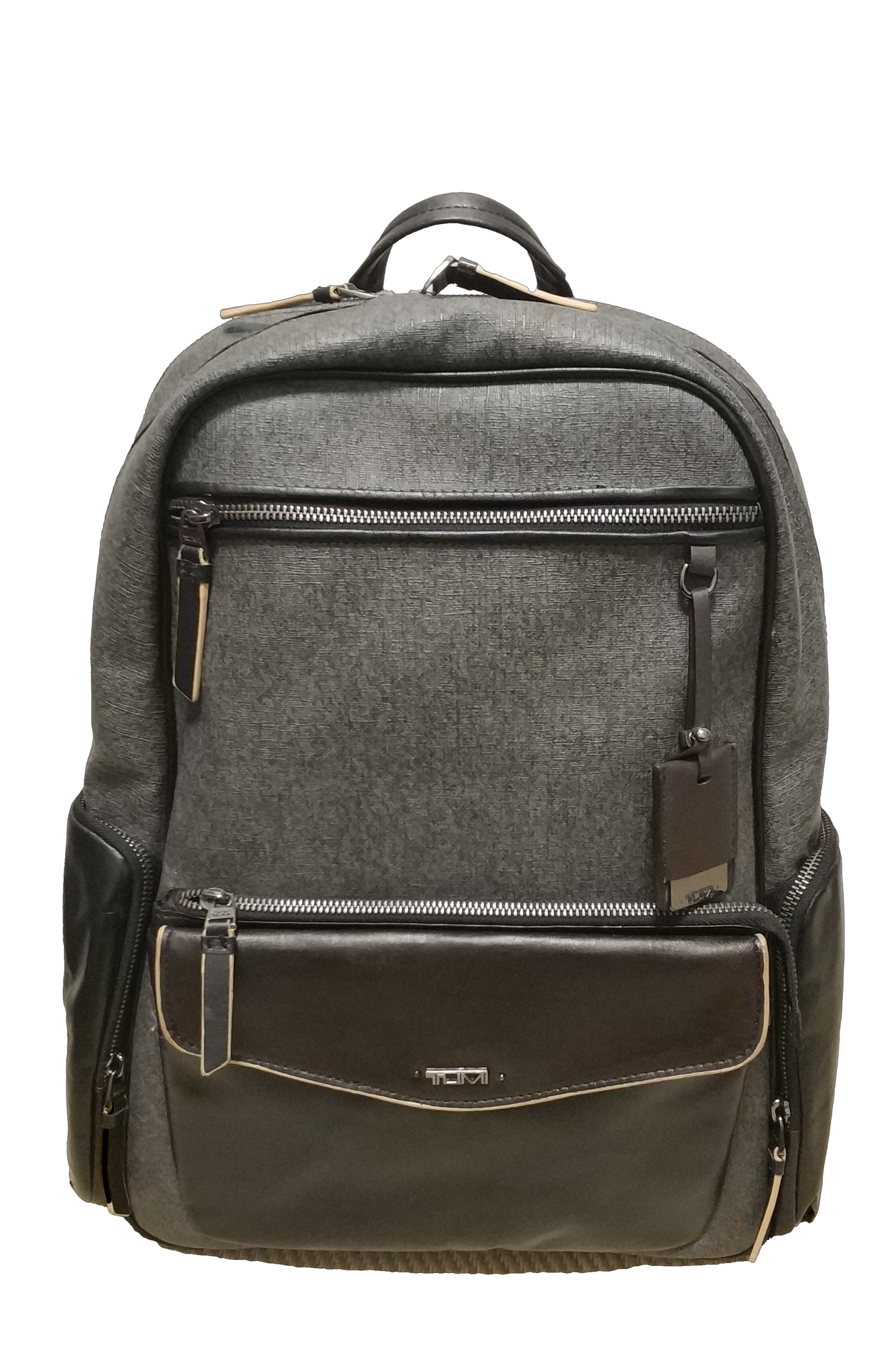 Tumi Sinclair Harlow 15 Inch Leather Laptop Backpack Gray Black