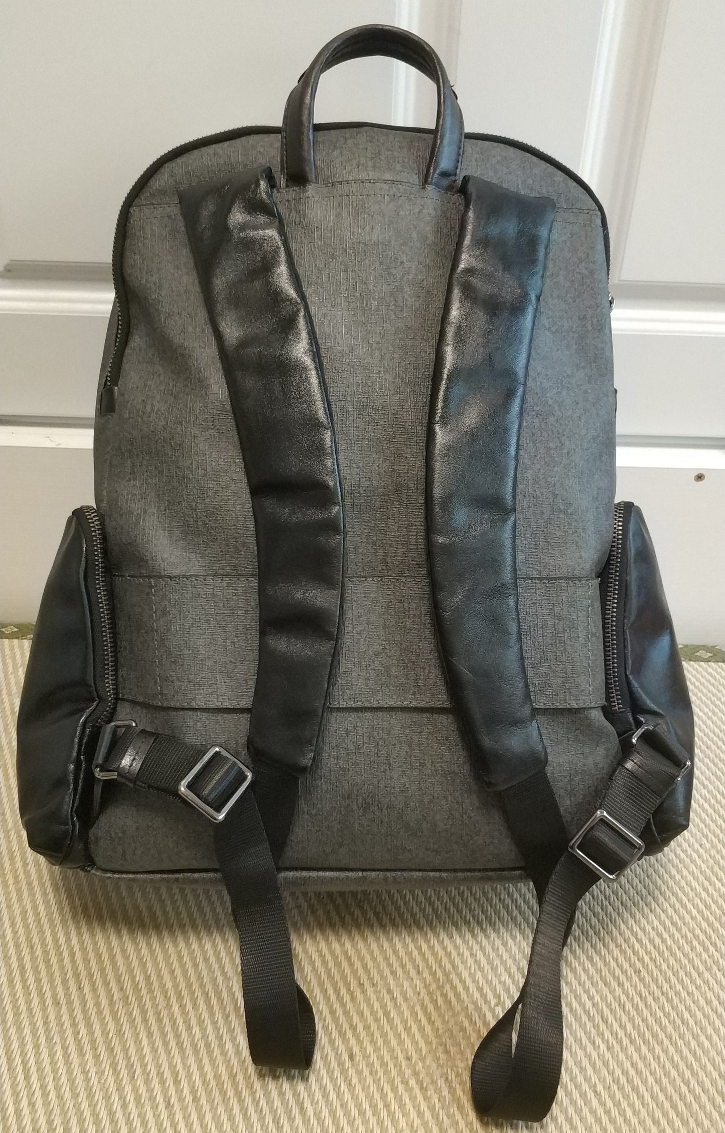 Tumi Sinclair Harlow 15 Inch Leather Laptop Backpack Gray Black