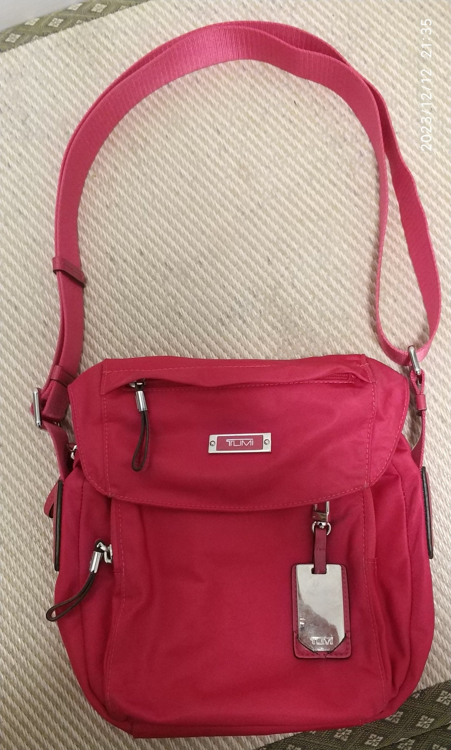 Tumi Voyageur Crossbody Bag Nylon Red Multi-Pockets