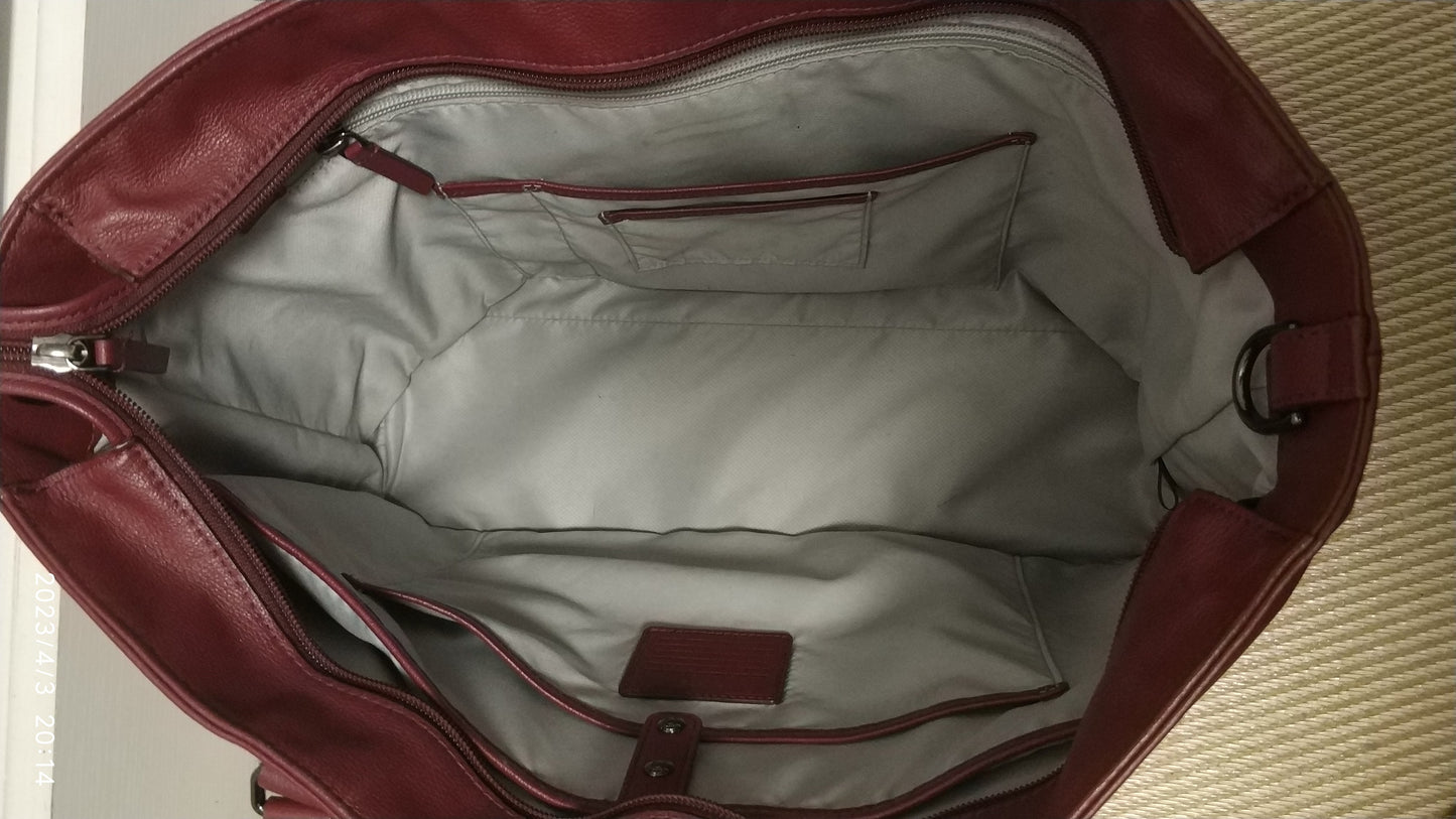 Tumi Voyageur Monika Leather Tote Red