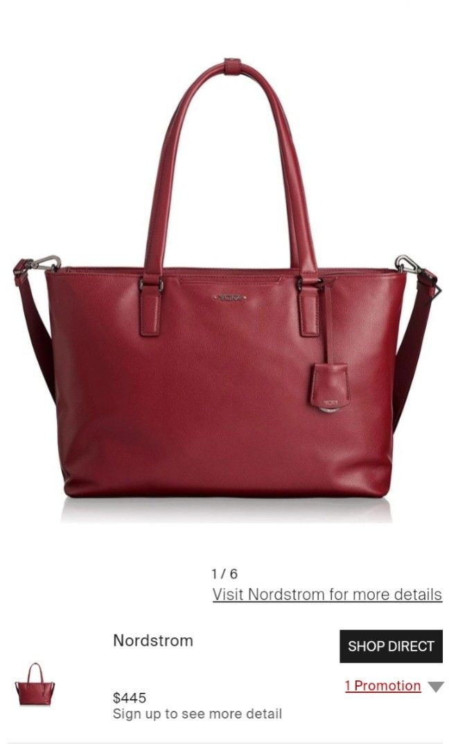 Tumi Voyageur Monika Leather Tote Red