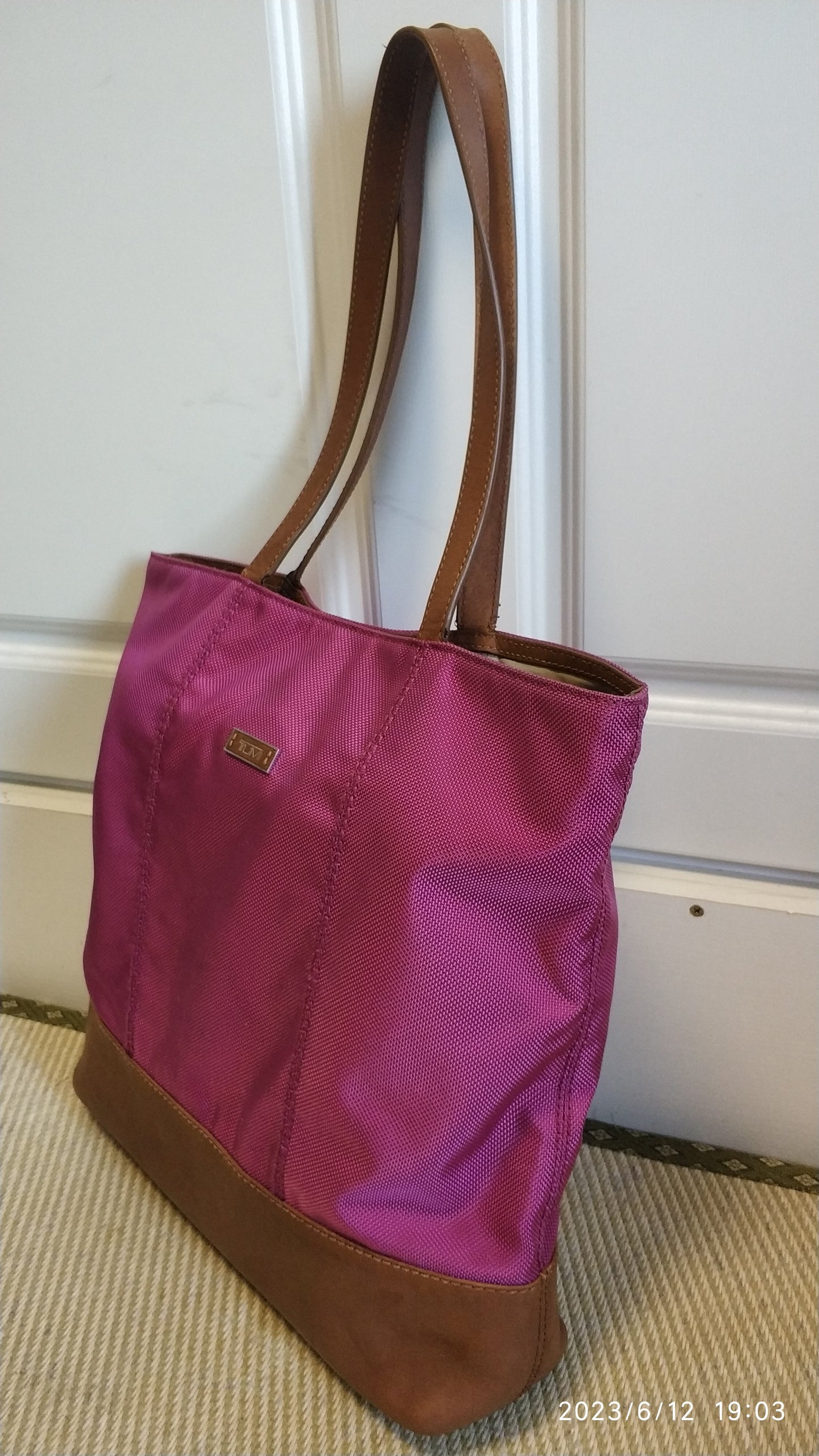 Tumi Voyageur Purple Red Tote Nylon Bag