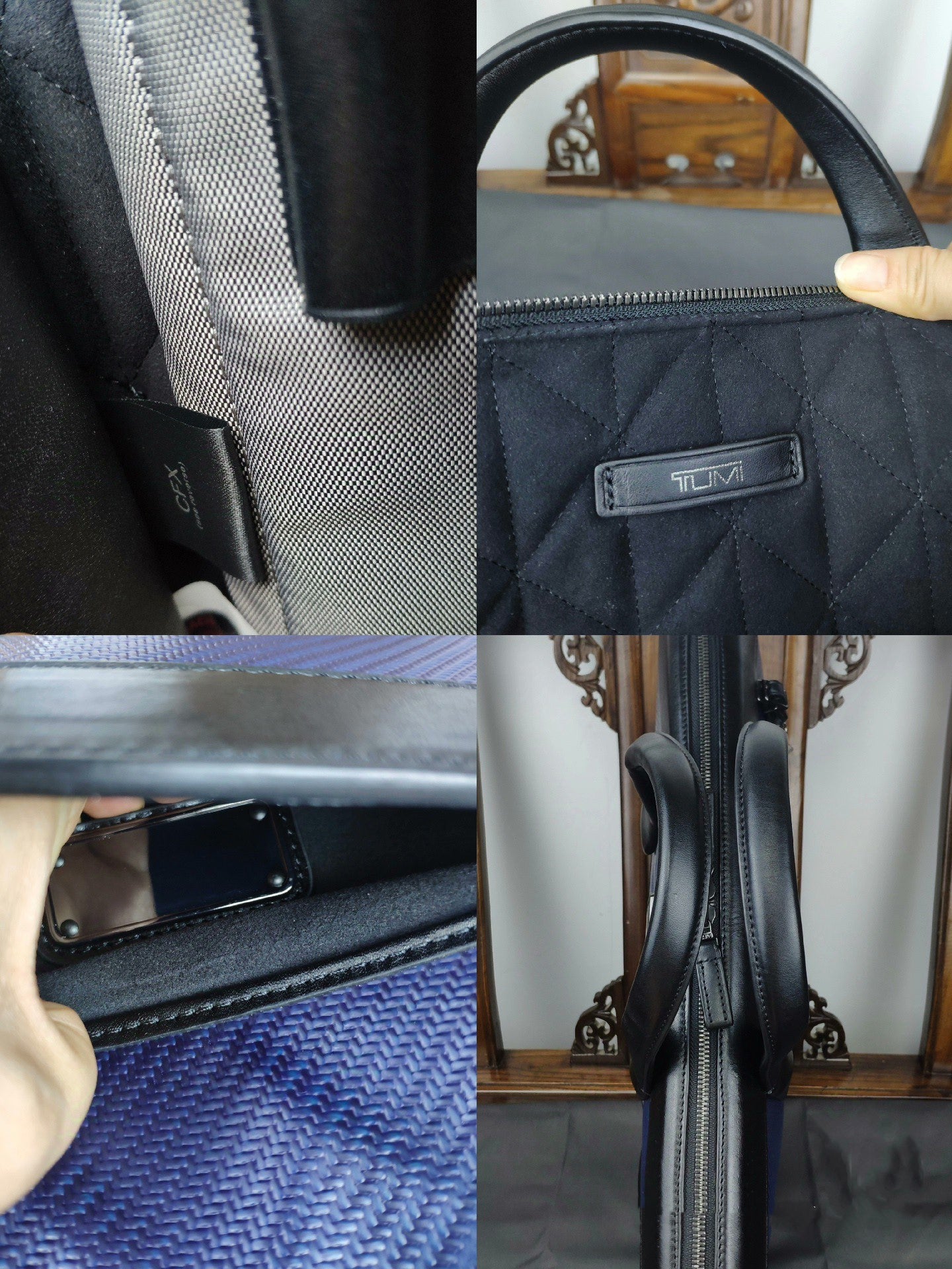 Tumi Navy Fiber Stowe Slim Lap top Briefcase